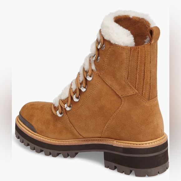 NWT Marc Fisher Shearling Tan Combat Boot Size 8.5 - Picture 2 of 6